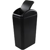 9 Gallon Slim Kitchen Trash Can With Swing Lid - Sturdy Plastic Garbage Bin For Office, Bathroom, Under Counter
