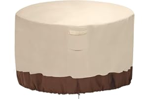 Vailge Fire Pit Cover Round,100% Waterproof Round Patio Fire Bowl Cover,Outdoor Heavy Duty Gas Firepit Table Covers with Air Vent and Handle