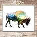 Double Exposure Bison Art Print - Unframed - 8x10 | Buffalo Wall Decor | Living Room Décor | Farmhouse Décor | Office Wall Décor