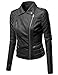 Awesome21 Women's Women's Classic Leather Moto Jacket with Furry Lining and Double Belt