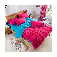 HANBINGPO AB Side Bedding Set Super King Duvet Cover Set Dark Blue +Beige 4pcs Bedclothes Adult Bed Set Man Duvet Flat Sheet 230X250cm,Q,Full