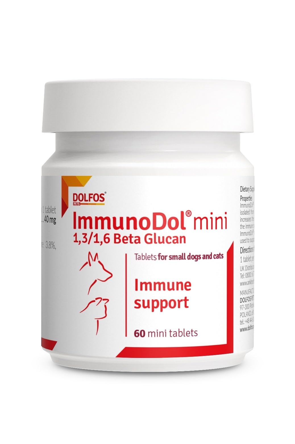 ImmunoDol 60 Mini Tablets 1,3/1,6 Beta glucan for Cats and Small Dog Breeds