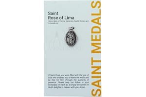 VENERARE 1" Saint and Holy Subject Medal with Prayer Card | Over 25 Different Saints | Durable and Detailed Charm | Pendant Medal Carded with Prayer | Christian Jewelry (St. Rose of Lima)