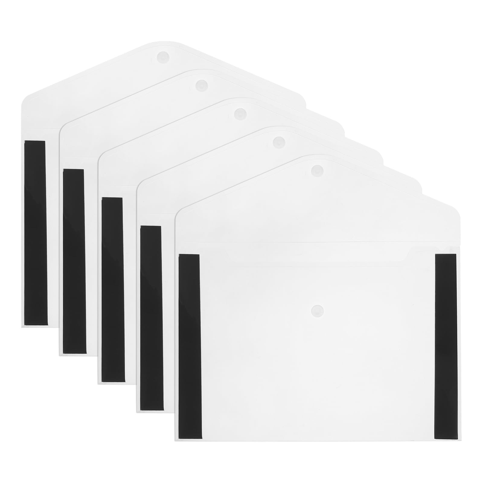 PATIKIL Clear Document Holder, 5 Pcs Clear Document Folders Magnetic Transparent Filing Envelopes Waterproof Plastic Poly Envelope with Snap Button for A4 Letter Paper Size, 12.8" x 9.3"