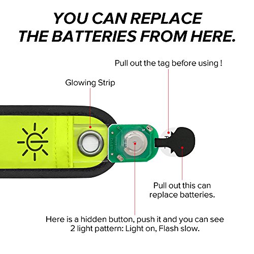 Higo LED Armband, Safety Lights for Running, Glow in the Dark Slap Bracelets - Perfect Gift for Men& Women, Boys& Girls, One Size Suit for All (Green 45cm)