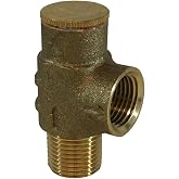 Merrill PRVNL50100 1/2" Brass Pressure Relief Valve, 100 PSI Adjustable Safety Valve for Cold Water Well, Pump &amp; Plumbing Systems, 1/2" MNPT x 1/2" FNPT No-Lead Water System Protection Valve