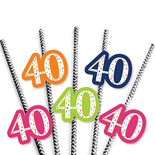 40th-Birthday-Cheerful-Happy-Birthday-Paper-Straw-Decor-Colorful-Fortieth-Birthday-Party-Striped-Decorative-Straws-Set-of-24