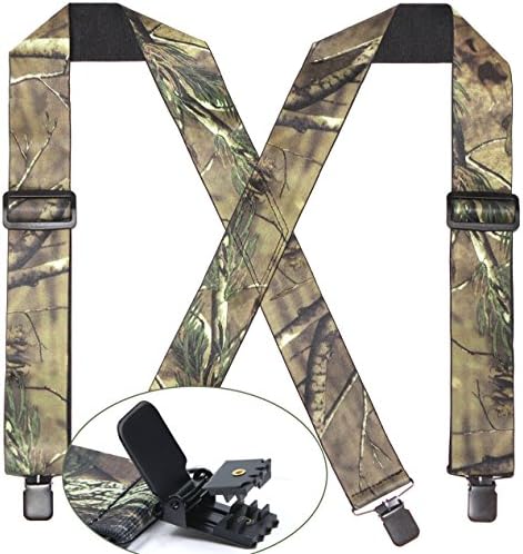 Mens 2 Inch Camo Pattern Suspender X Back Elastic Strong Clips End