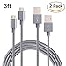 Sethjcsy 2 Pack 3FT Nylon Braided Micro USB Cable High Speed USB 2.0 A Male to Micro B Sync and Charging Cord for Android, Samsung Galaxy S6, HTC, LG, Motorola, Nokia and More (Grey-3ft-2pack)