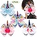 4PCS 6Inch Large Big Hair Bows Glitter Sequin Unicorn Cheer Bows Rainbow Hair Bows Alligator Hair Clips Hair Accessories for Girls Toddlers Kids Children Teens