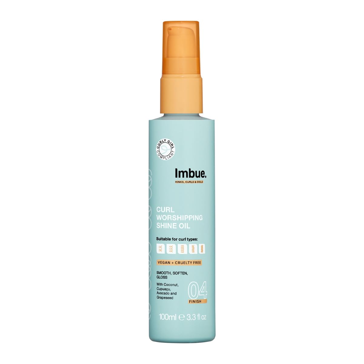 Imbue Curl Worshipping Shine Hair Oil Serum - Vegan and Curly Girl Method Compliant, 100ml, Transparent
