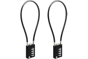 RESET-204(2 Pack) 4 Digit Combination Padlock with 12 in (30 cm) Cable, Cord Lock, Chain Lock, Rope Lock, Cable Lock for Tras
