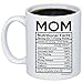 MyCozyCups Mom Nutritional Facts Coffee Mug - Funny New Gag 11oz Novelty Gift from Daughter, Son, Husband for Birthday, Christmas, Anniversary, Valentine's Day - Awesome Mommy Cup