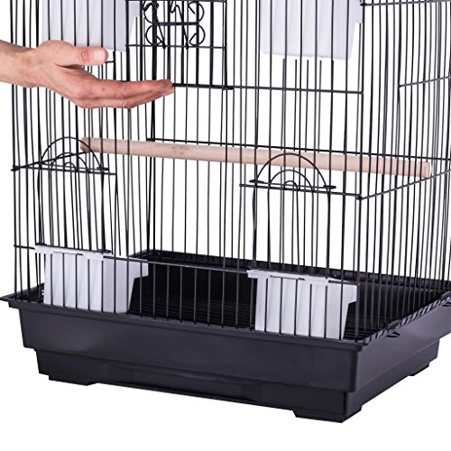 Idealchoiceproduct Metal Bird Flight Cage Portable Parrot Cages Pet Supplies Birdcages Parrot Finch Macaw Cockatoo Large Birdcage Stands W/Casters Wheels 15.6x14x50.6 High