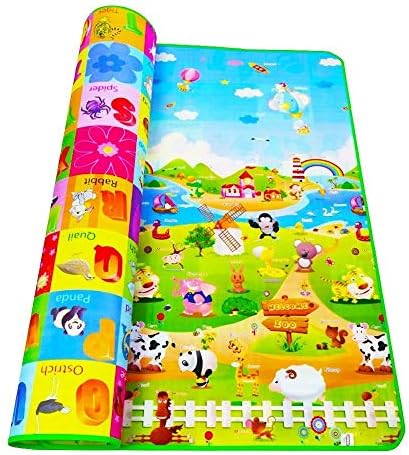 Wazdorf Waterproof, Anti Skid, Double Sided Baby Crawling Mat (Multicolour, Large Size, 6 x 4 ft)