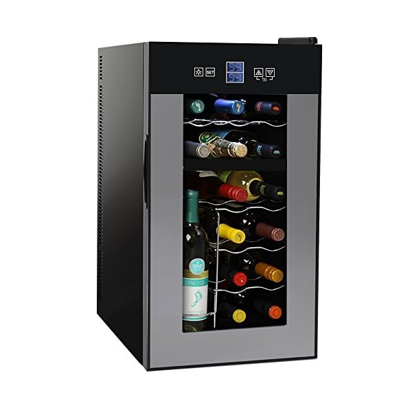 NutriChef-PKTEWCDS1802-18-Bottle-Dual-Zone-Thermoelectric-Wine-Cooler-Red-and-White-Wine-Chiller-Countertop-Wine-Cellar-Freestanding-Refrigerator-with-LCD-Display-Digital-Touch-Controls