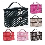 Kikole Double Layer Cosmetic Bag Travel Toiletry Cosmetic Makeup Bag Organizer With Mirror
