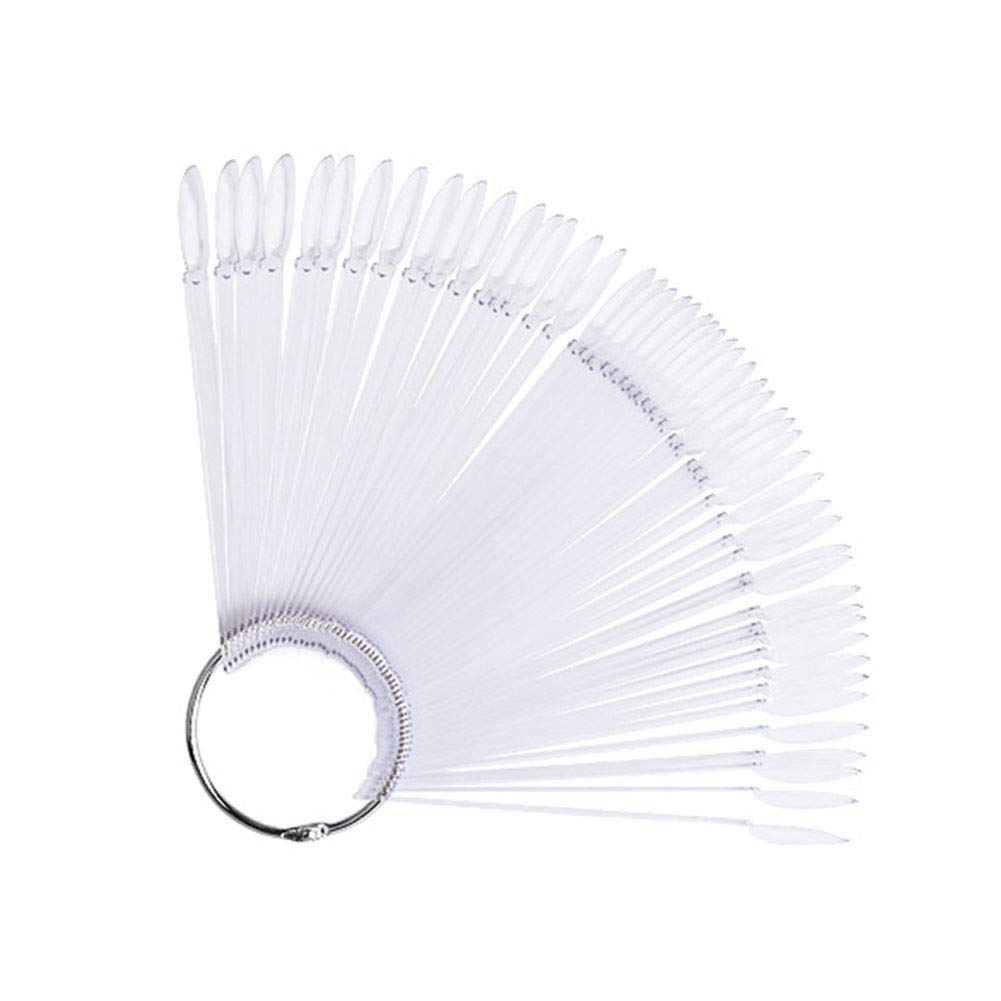 Nail Display Card, 50Pcs Fan Shaped Round Head Nail Polish Palettes Color Display Card Nail Practice Tools Nail Display Sticks Nail Art Practice Stiletto Nail Swatches(02)