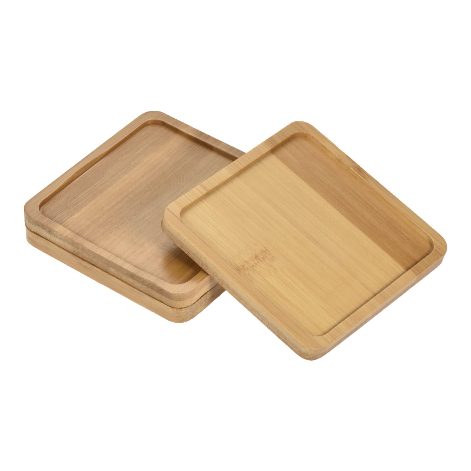 PATIKIL Plant Pot Saucer, 3 Pack 4 Inch Bamboo Square Flower Drip Tray for Indoors