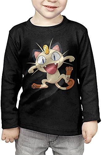 MHGJ Toddler Unisex Funny Meowth Long Sleeve T-shirt Tops 2 Toddler Black