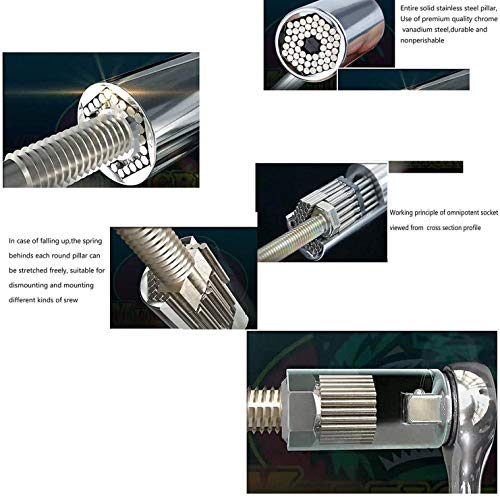 ETC 120A Professional 7mm-19mm Universal Multi Function Universal Socket,Impact Nut Driver Socket for Drill Cordless Ratchet Metric Wrench Set,Power Drill Adapter Tool Universal Repair Tools