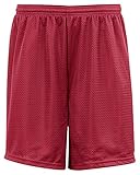Badger Youth Elastic Waist Mesh Shorts, Cardinal, Medium