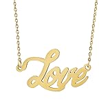 AOLO 18k Gold Plated Love Name Pendant Necklace
