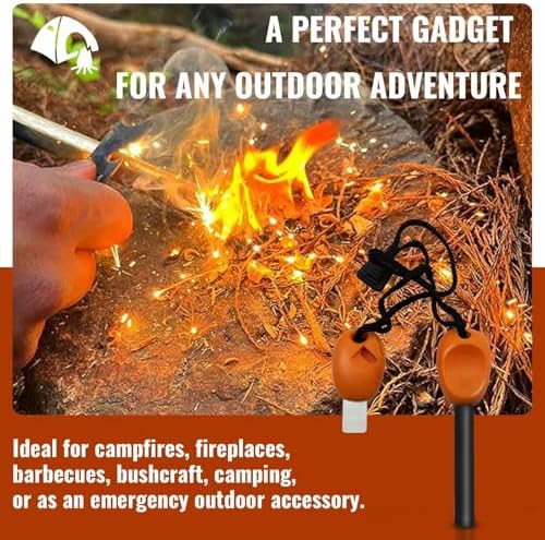 Lot de 2 allume-feux avec pierre à feu et acier - Outil de survie d'urgence pour voyage, camping, randonnée