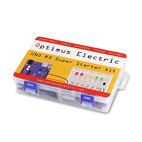 Optimus Electric UNO R3 Super Starter Kit - Complete UNO R3 Kit for Arduino Programming and Development - Includes a Development Board Compatible with Arduino UNO R3 - A Beginner's Inventor Kit