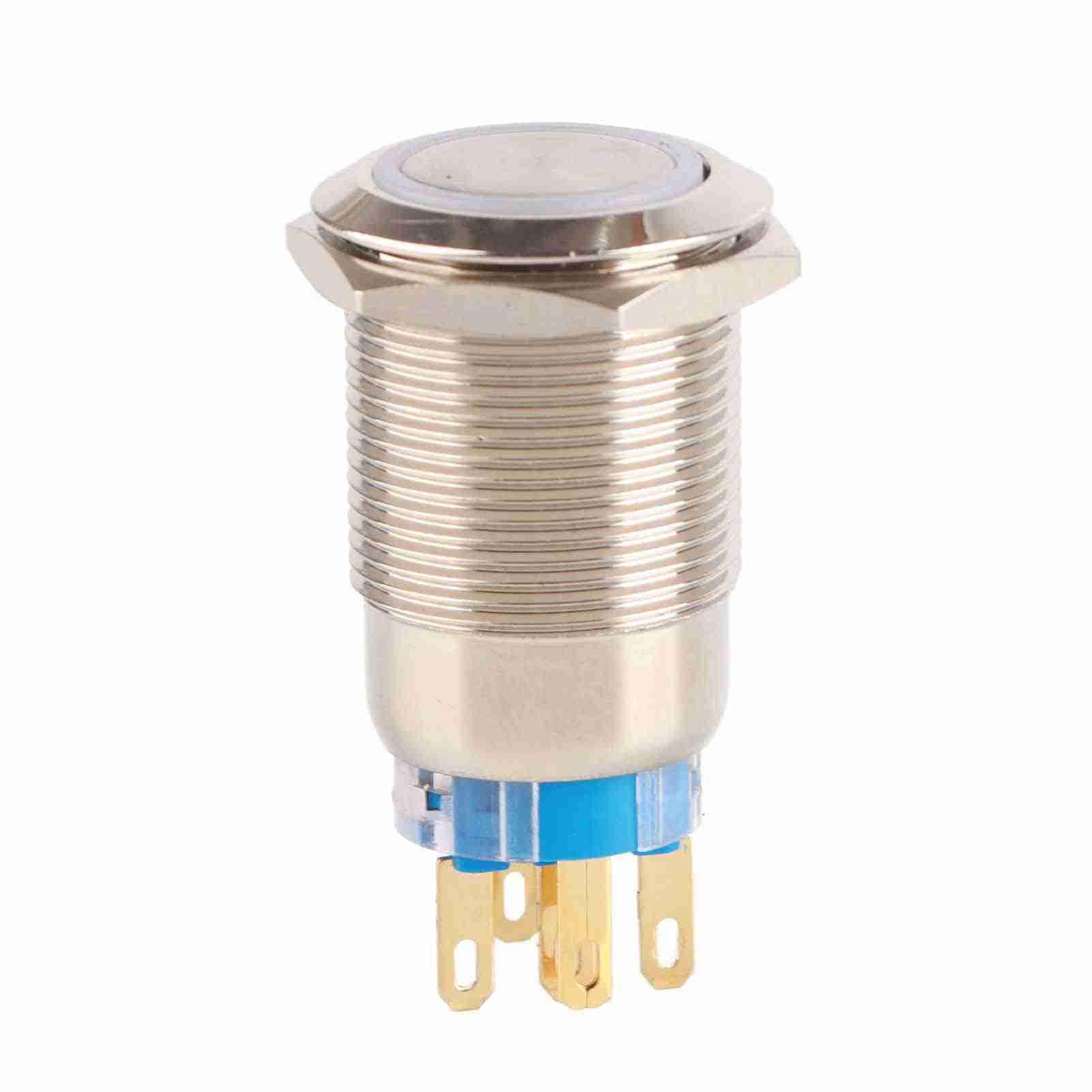 19mm 12V Self Locking LED Latching Round Push Button Switch Waterproof(white), Automotive Interior,12 volt switch,car switch