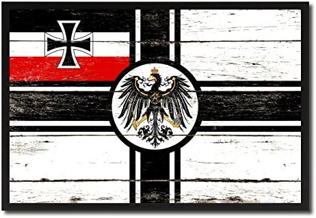 Imperial German Navy 1867-1871 War Military Flag Black Frame Shabby Chic Gifts Home Decor Wall Art Canvas Print, 19" x 28"