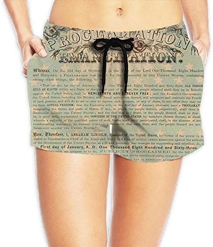 Tisky Women's Solid Board Shorts Workout Shorts Swim Bottom Trunks Boardshorts Emancipation Proclamation President Lincoln