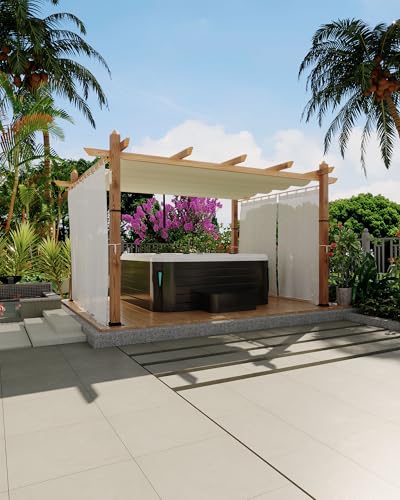 KYBOLT 10x13 Ft Outdoor Pergola with Retractable Canopy and Side Mesh Screens image 13