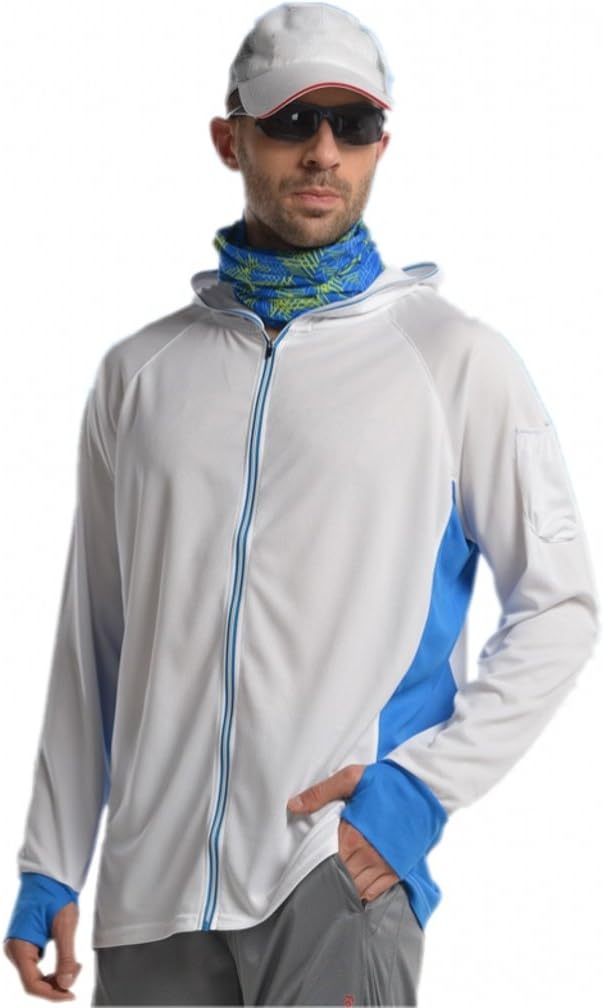 Venxic Men's Long Sleeve Performance Fishing Shirts, Quick Dry, UPF50+ UV Protection, Contrast White