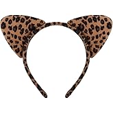 ShiQiao Spl Leopard Cat Ears Headbands for Women Halloween Hair Bands Hoops Womens Cheetah Print Hairband Headpiece Animal Kitty Ear Headband Headwear for Women Halloween Birthday Christmas Gift