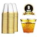 100 Gold Rimmed Hard & Clear Plastic Party Cups – Smooth Rim – Ideal as Wedding Cups, Cocktail Disposable Plastic Glasses – Classic Tumbler Design – Convenient & Elite Party Supplies & Decoration