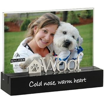 Malden International Designs Woof Black Wood Desktop Expression Picture Frame, 4x6, Black