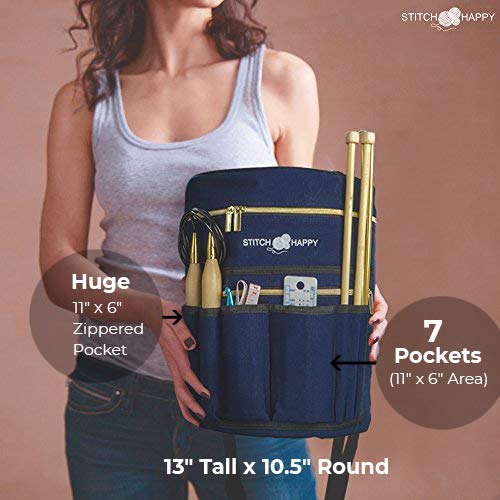 6 Stitch+Happy+Knitting+Bag+Navy