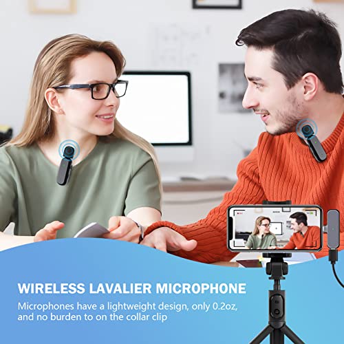 Wireless Lavalier Microphones with Charging Case, 2PCS Wireless Microphones for iPhone/iPad/android,Plug-Play,8H Duration,2.4G Ultra-Low Delay,for Video Recording Interview Podcast Vlog YouTube TikTok