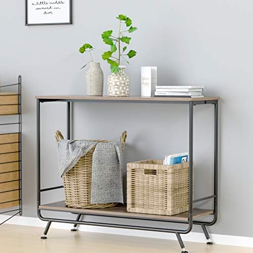 HOMECHO Farmhouse Industrial Console Table, 2Tier Vintage Sofa Console