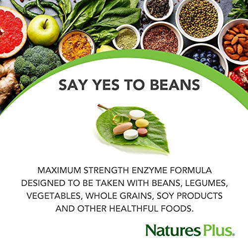 NaturesPlus Say Yes to Beans Enzyme Complex - 60 Vegetarian Capsules - Natural Food Enzyme Supplement for Gas Relief, Digestive Aid - Gluten-Free - 60 Servings - Thumbnail 2
