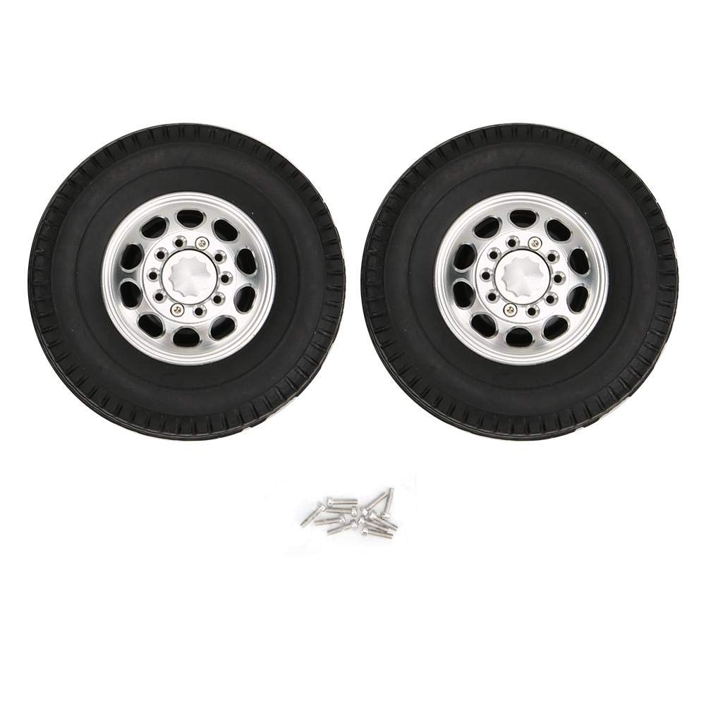 Vbestlife Front wheel,2PCs Front Wheel for 1/14 RC Truck Tractor with Aluminum Alloy 10 Hole Wheel Hub