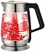 Ovente Electric Hot Water Glass Kettle 1.8 Liter with 5 Heat Settings and LED Lights, 1100 Watts, Fast Heating and Keep Warm Function, Perfect for Coffee, Tea, or Boiling Water, Silver KG66S
