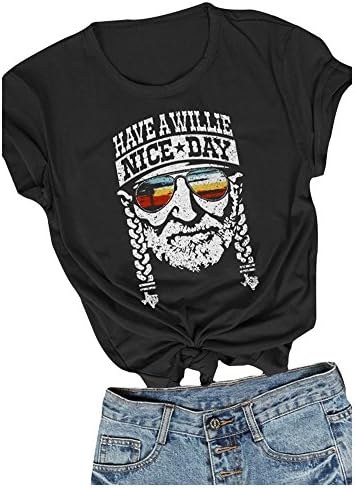 Women I Willie Love The USA & Have A Willie Nice Day Short Sleeve T-Shirts Tops