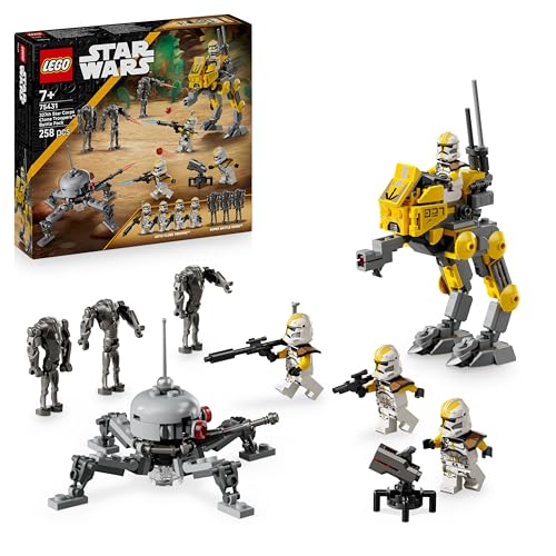 Star Wars 75431 Pack de Combate: Soldados Clon del 327 Cuerpo Estelar - Juguete de Colección con 4 Minifiguras, 3 Droides y AT-RT - Regalo para Niños de 7+ Años Fans de La Venganza de los Sith