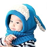 FEITONG Cute New kids Girls Boys Beanie Pilot Aviator Crochet Earflap Hats Winter Warm Cap Hat (Z-Blue)