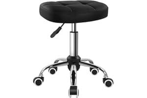 BFTOU Black Minimalist Swivel Stool with Wheel Perfect for Work SPA Shop Massage Height-Adjustable and Cost-Effective Rolling Stool Chair with Square Seat