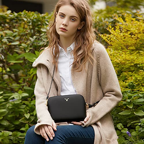 ZMDB Handbag Women's Small Shoulder Bag Women's PU Leather Mobile Phone Case with Wrist Strap & Adjustable Removable Shoulder Strap, Shoulder Bag Women's Bag Zip Crossbody Bag (Black Large)
