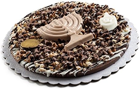 Happy Hanukkah Premium Fresh Praline Chocolate Gift Pie With Decorative Hanukkah Themed Toppings (7 Inch)