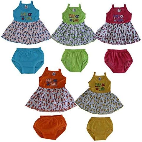 VINAB Multicolor Cotton Frocks/Gown/Skirt for Baby Girls(12 to 18 Months)(Pack of 5)